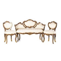 Canape and Pair of Louis XV Style Chairs French 19th Century