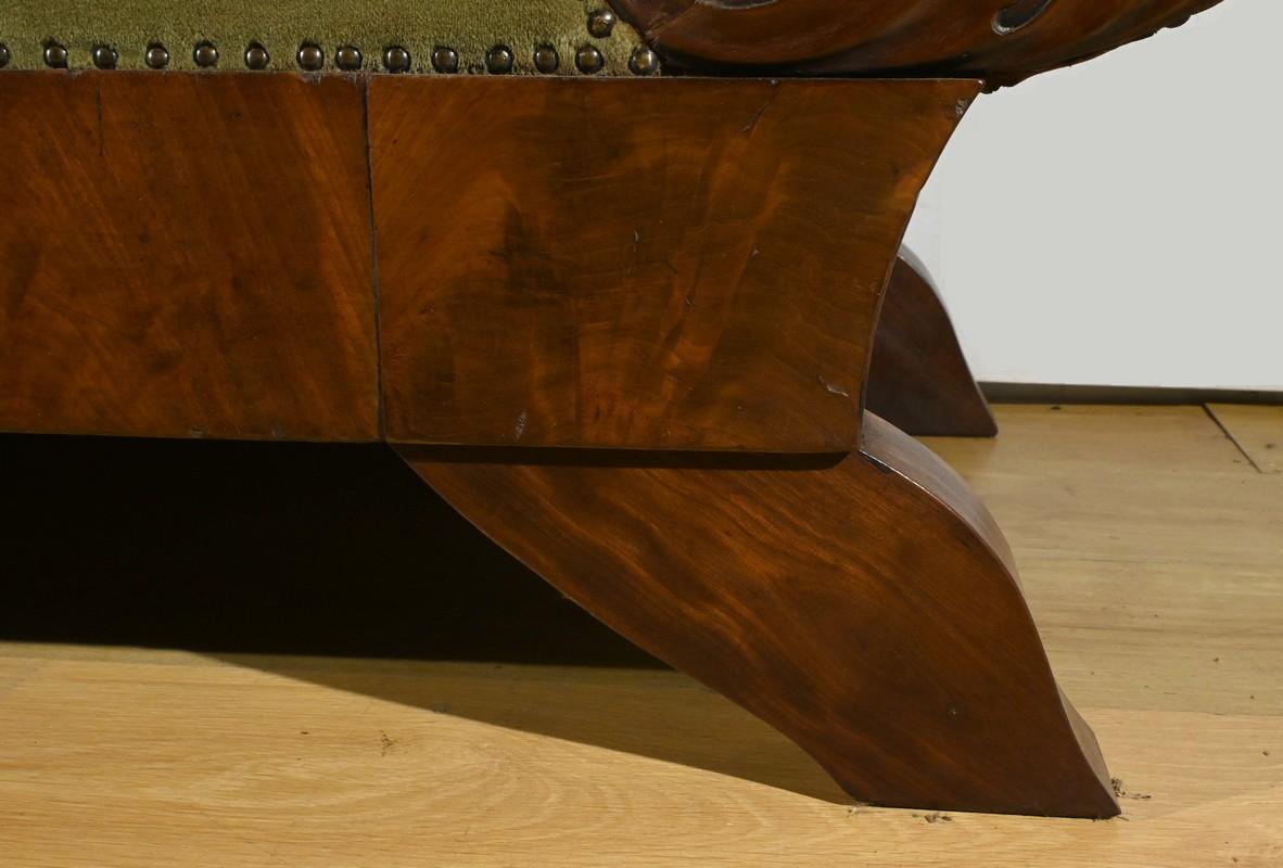Divano in radica di mogano, stile Biedermeier - Fine XIX secolo in vendita 6