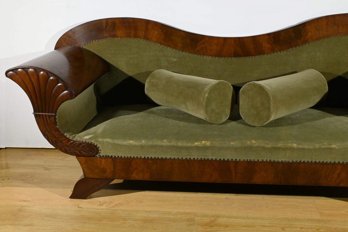 Divano in radica di mogano, stile Biedermeier - Fine XIX secolo in vendita 7