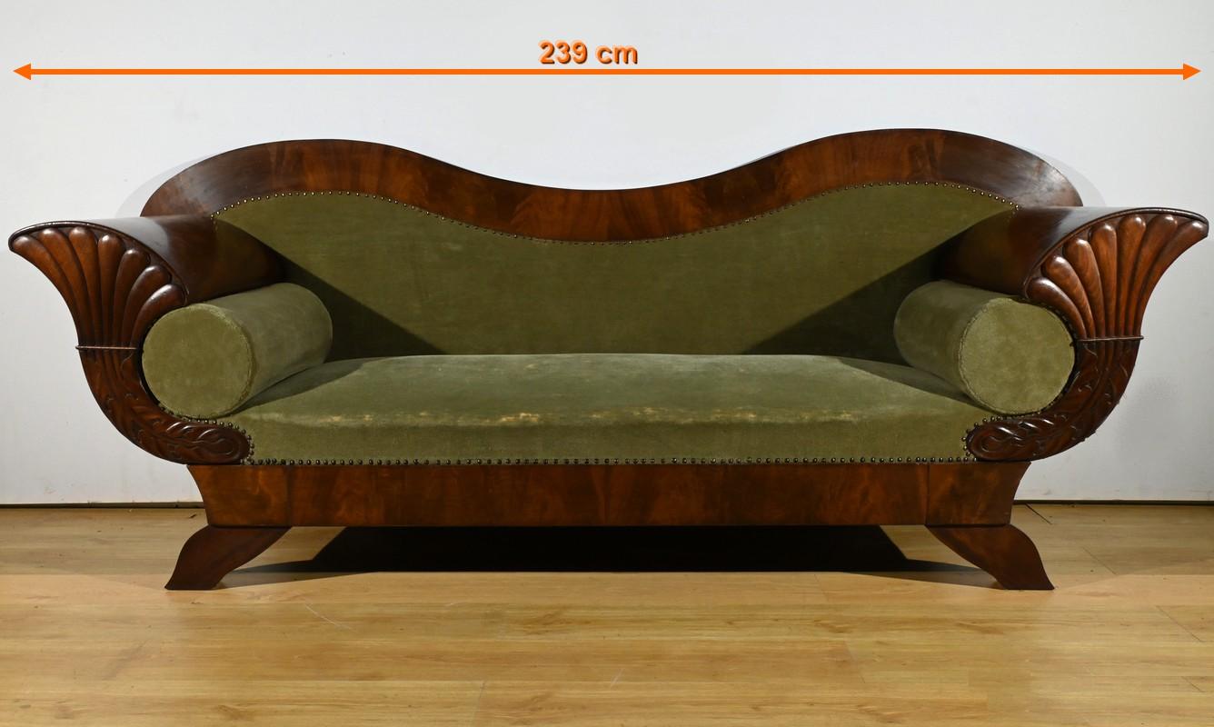 Divano in radica di mogano, stile Biedermeier - Fine XIX secolo in vendita 11