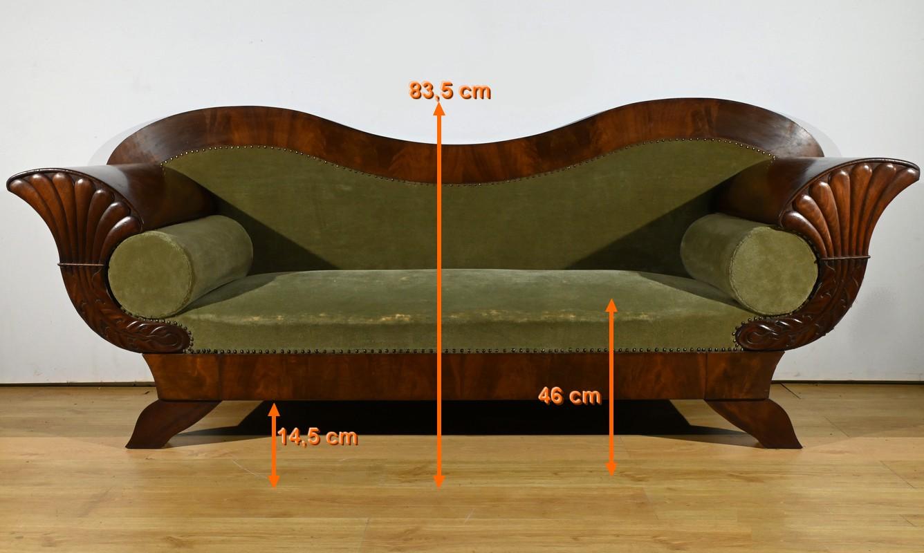 Divano in radica di mogano, stile Biedermeier - Fine XIX secolo in vendita 13