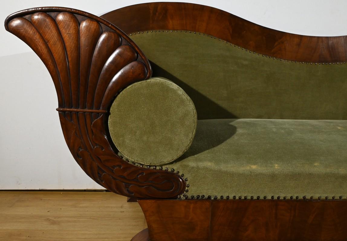 Mogano Divano in radica di mogano, stile Biedermeier - Fine XIX secolo in vendita