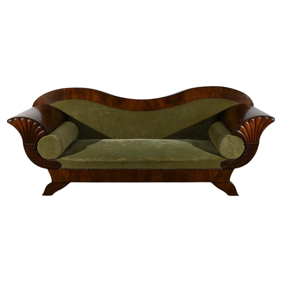 Divano in radica di mogano, stile Biedermeier - Fine XIX secolo