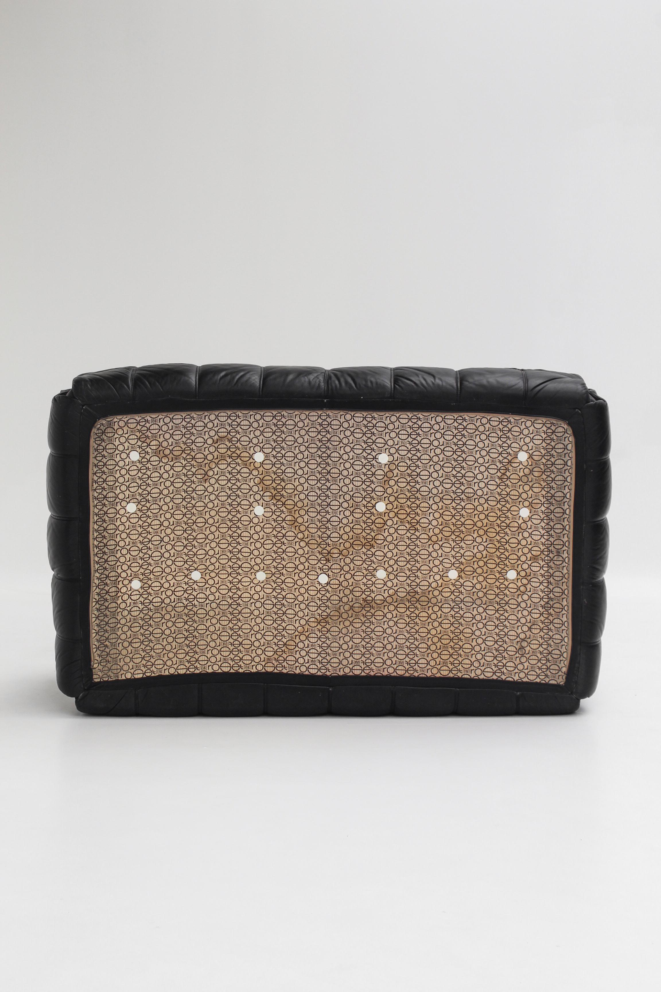 Late 20th Century Canapé Kashima de Michel Ducaroy en cuir noir pour Ligne Roset, années 1970 For Sale