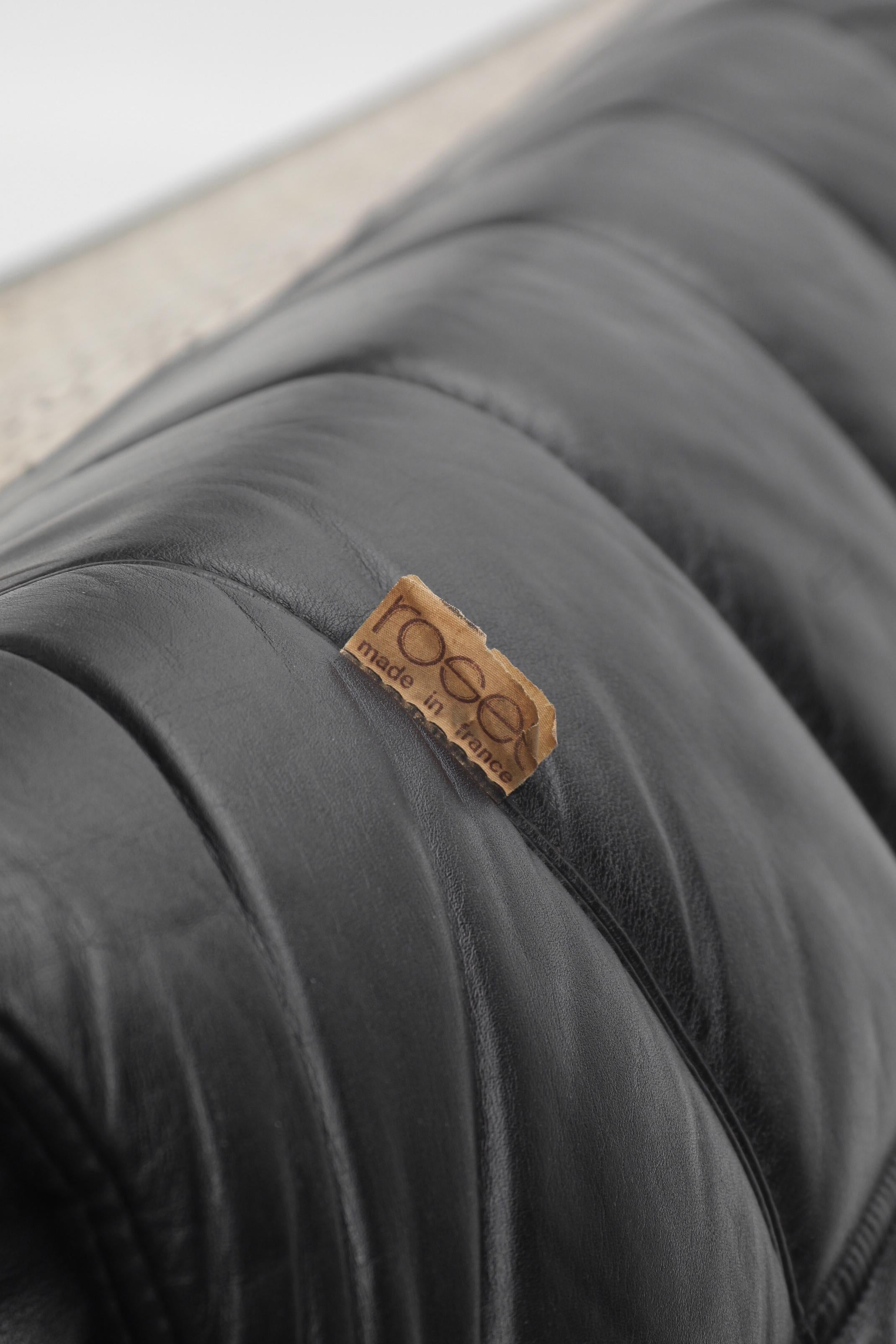 Canapé Kashima de Michel Ducaroy en cuir noir pour Ligne Roset, années 1970 For Sale 2