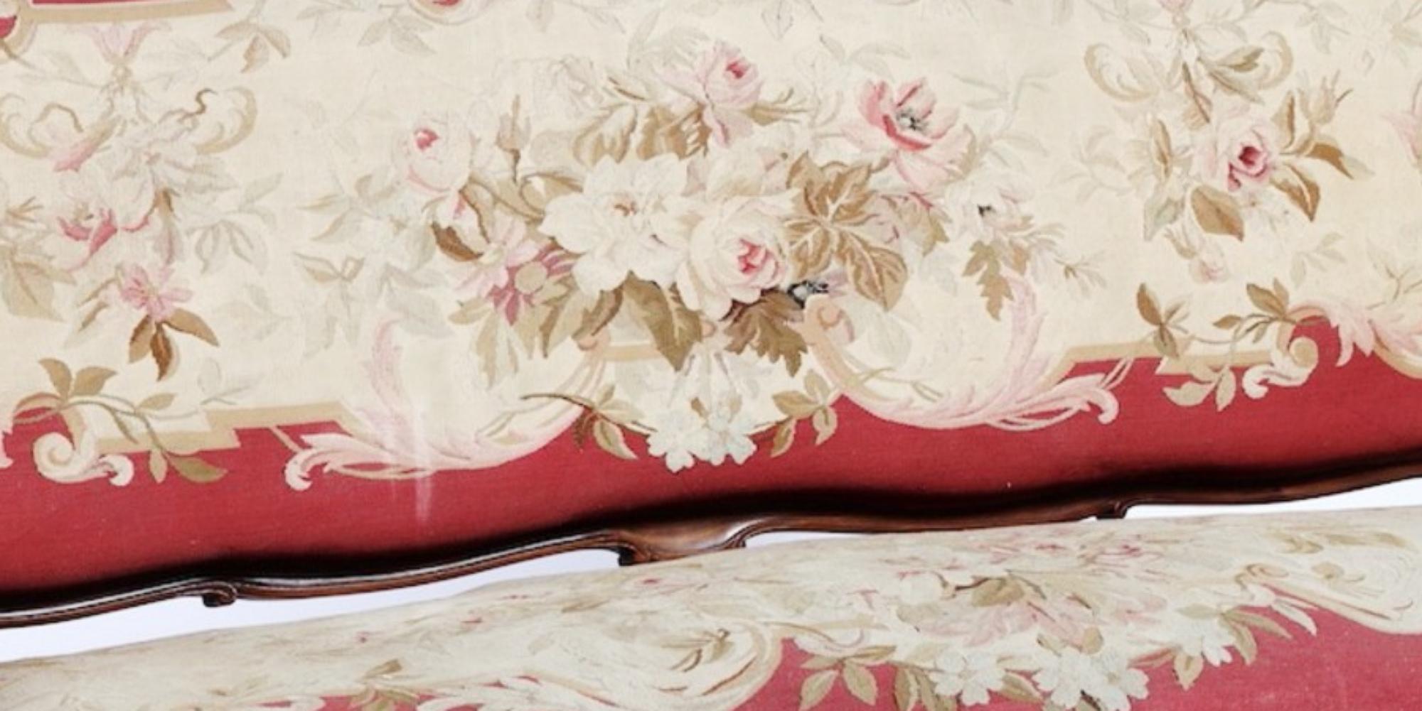 Hand-Crafted Canape Louis Philippe 19th Century Upholstered and Covered with Aubusson Fabric