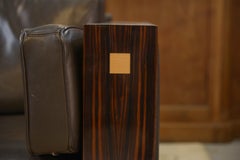 Canapé minimaliste en cuir et ébène de Macassar 1980's