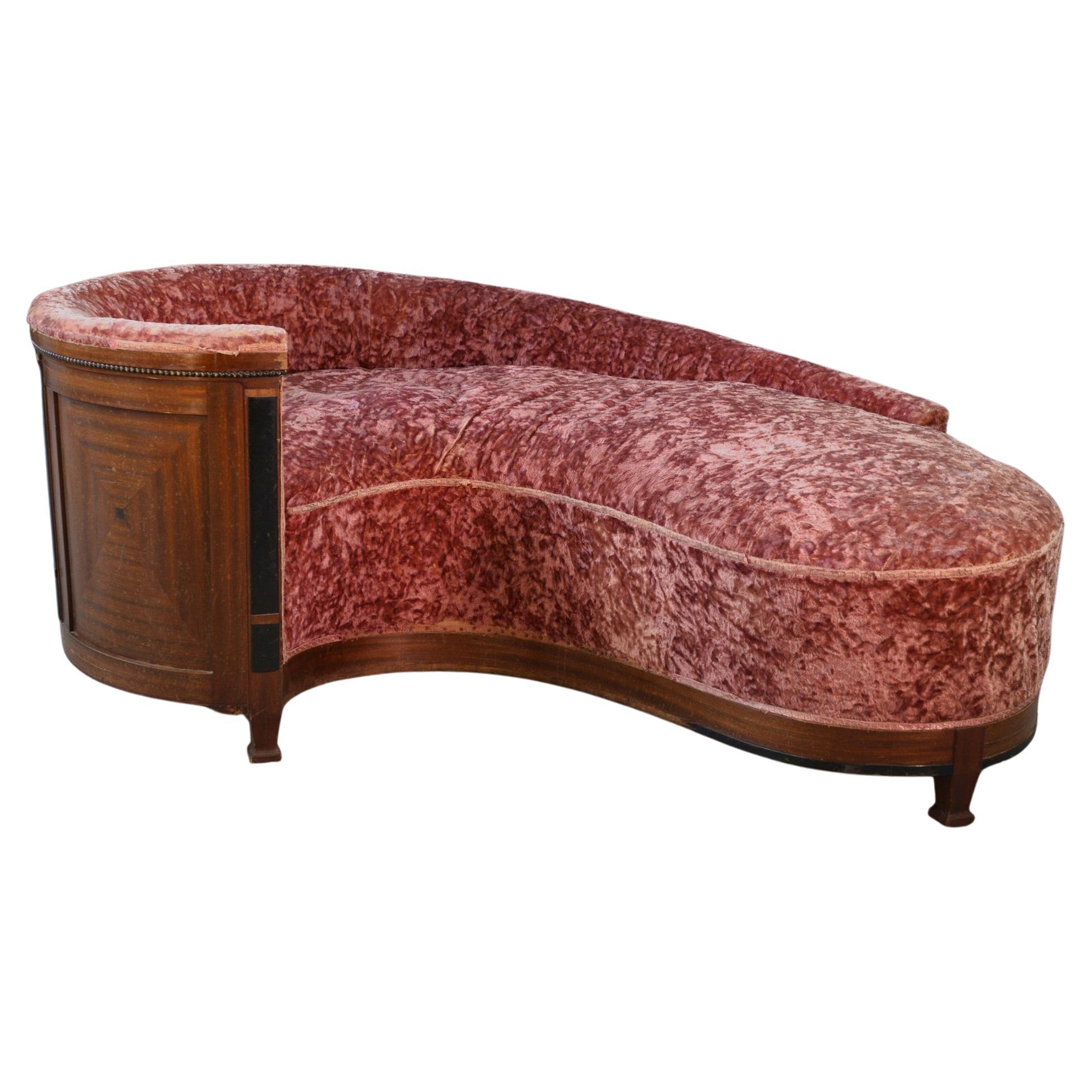 Canapè "Rognon" Art déco en placage d
acajou 1930 in vendita