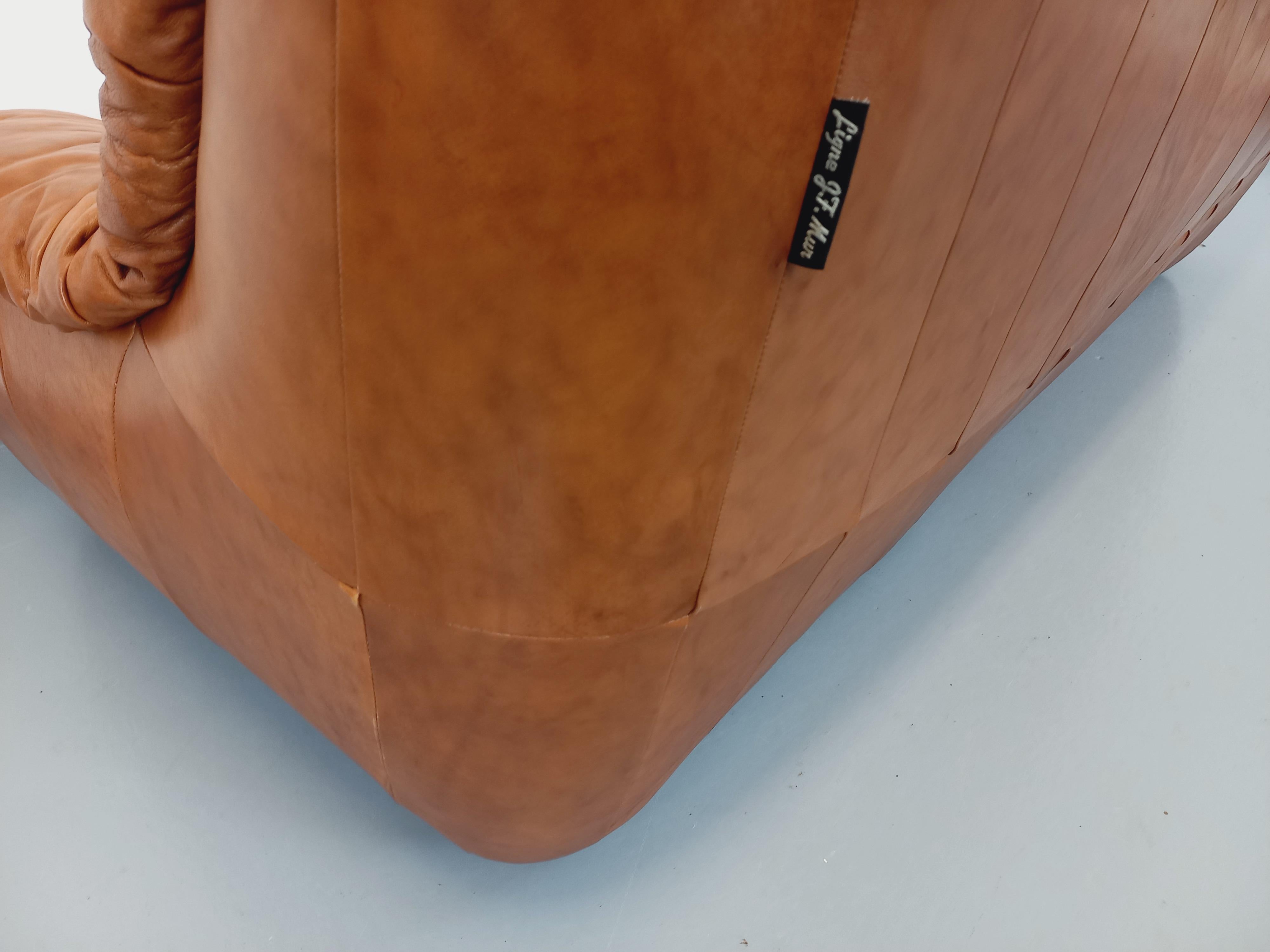 Canapé vintage en cuir cognac des années 70 5