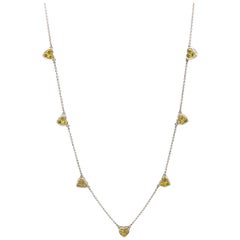 Canary 2.10 Carat Diamond Heart Shape Necklace 18 Karat Gold