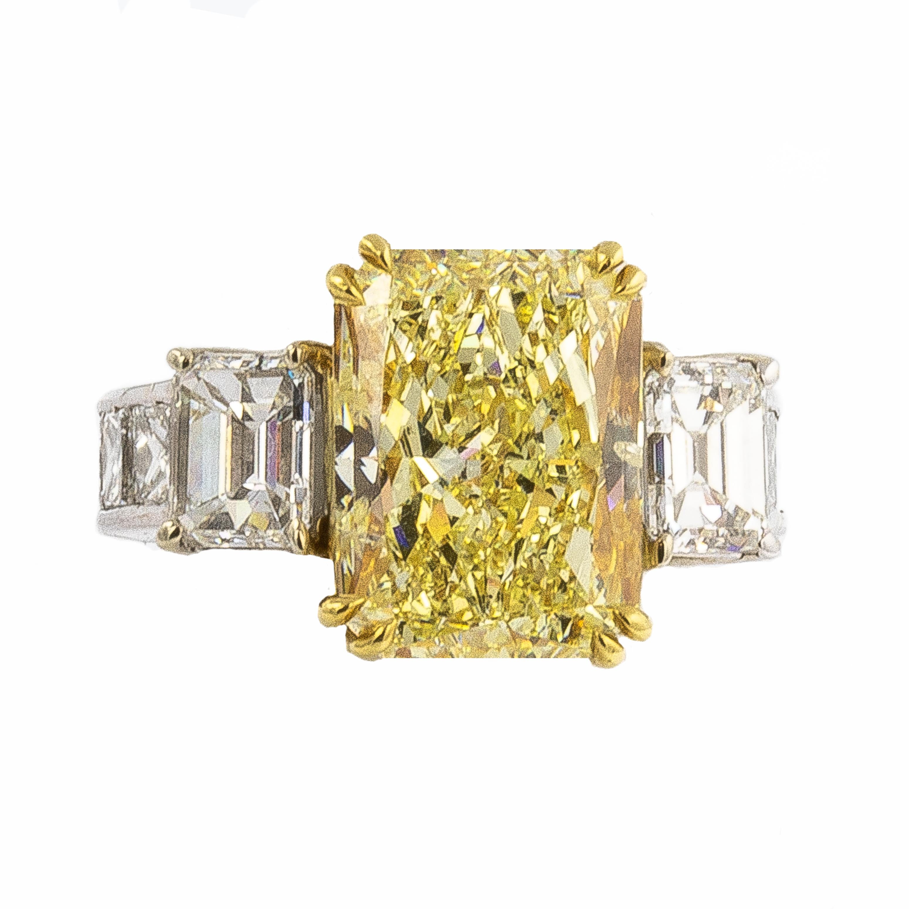 Radiant Cut GIA Certified Canary Diamond Ring 8.79 Carat