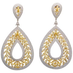 Canary Diamond Earrings 27.46 Carat Total 18 Karat Gold