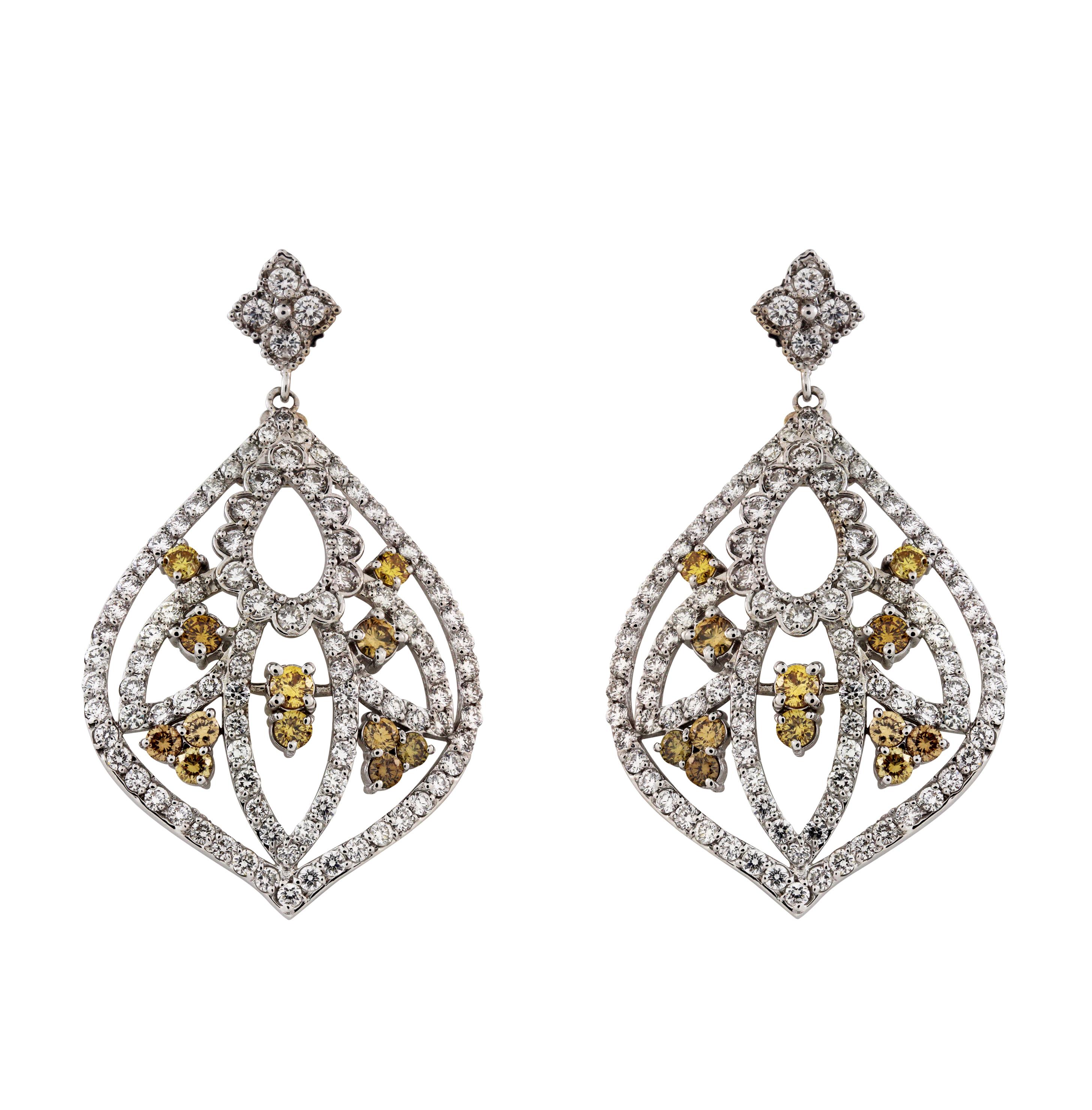 Women's Canary Diamond White Gold Chandelier Earrings Stambolian