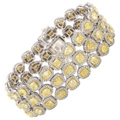 Canary Diamonds 23.33 Carat and White Diamonds 5 Carat\ Bracelet