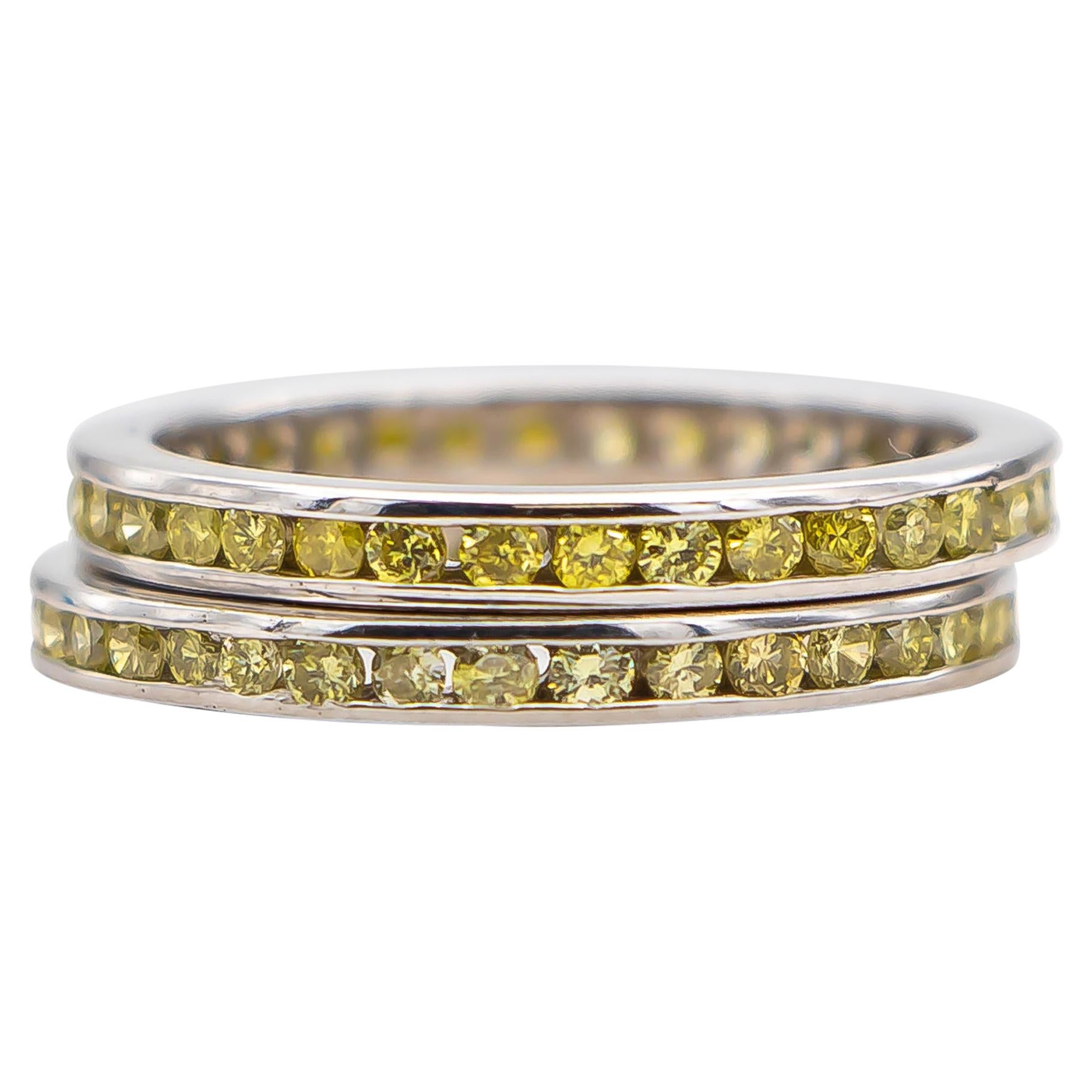 Canary Diamonds Eternity Bands Set of Two 1.20 Carat Total