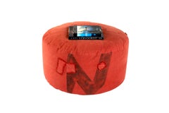 Canary Red Patchwork Ottoman