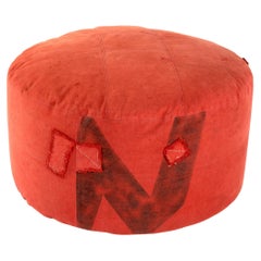 Canary Red Patchwork Ottoman