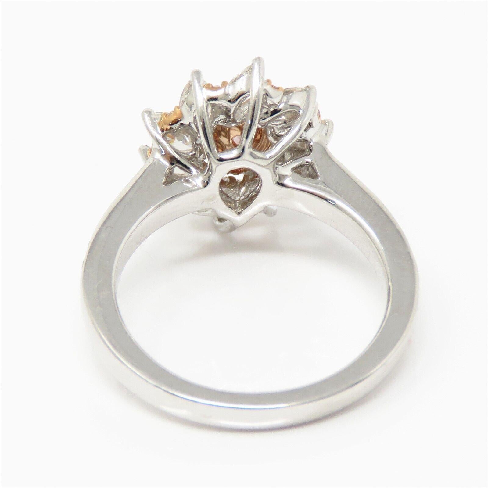 Pear Cut Canary Star 18K Ring with Fancy Pink and Purple-Pink Diamonds For Sale