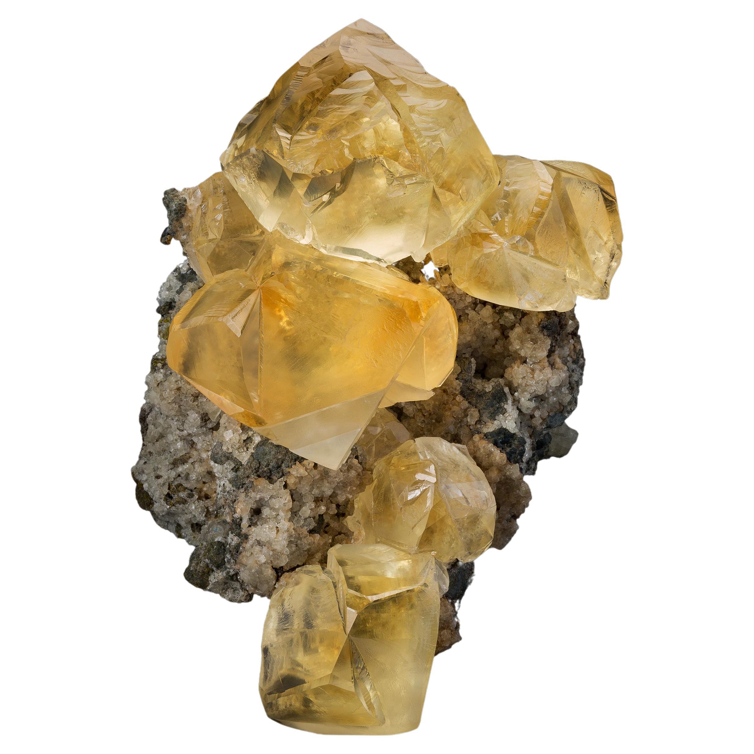 Kanariengelbe Calcit-Mineralstufe - Rudny, Kasachstan