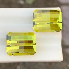 Canary Yellow Color Pixel Cut Lemon Quartz Pair Gemstone for Jewelry