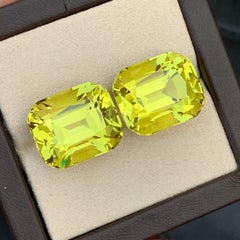 Canary Yellow Cushion Cut Lemon Quartz Citrine Gemstone Pair for Jewellery