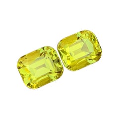 Canary Yellow Cushion Cut Lemon Quartz Citrine Gemstone Pair for Jewellery
