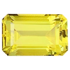 Canary Yellow Emerald Cut Natural Lemon Quartz Citrine Gemstone for Pendant