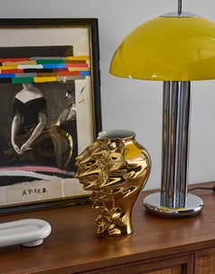 Mid-Century Modern Yellow Enamel & Chrome Table Lamp, German Design