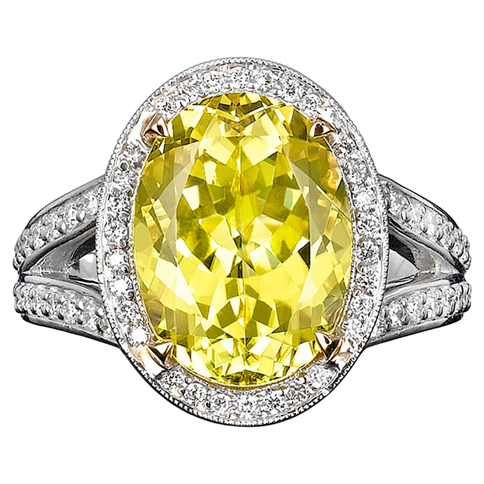 Canary Yellow Tourmaline Ring 7.11 Carat For Sale