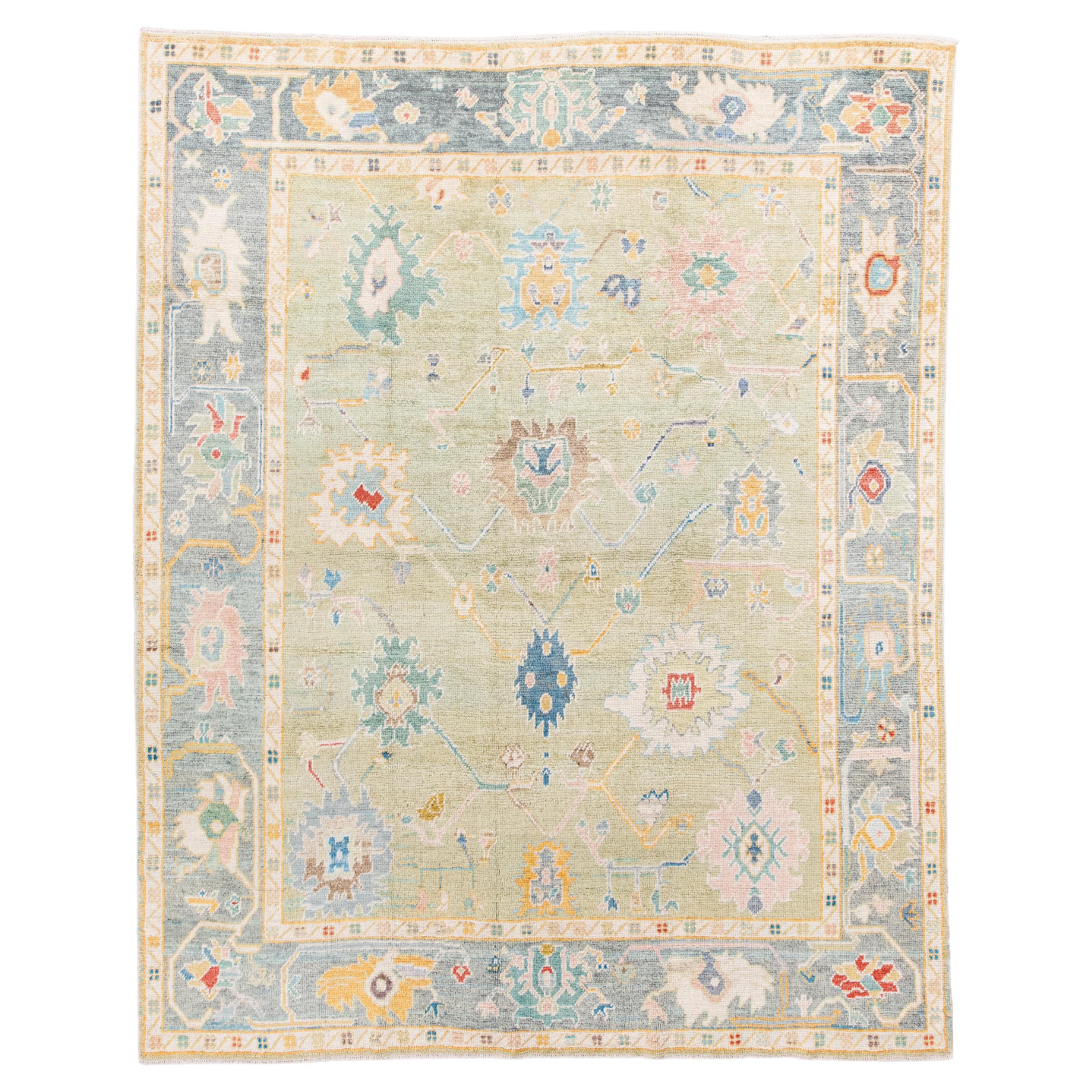 Kanariengelb Vintage inspiriert Oushak im Angebot