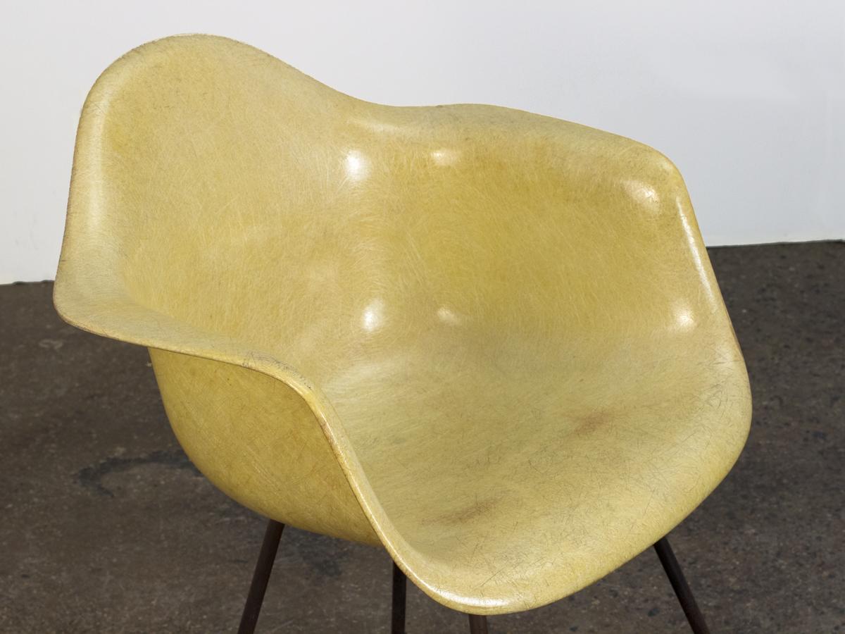 Mid-Century Modern Canary Yellow Zenith Rope Edge Armchair by Eames