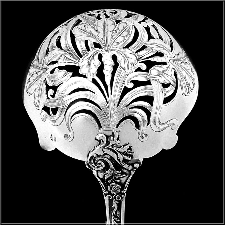Canaux Masterpiece French Sterling Silver Sugar Sifter Spoon, Cherub For Sale 1