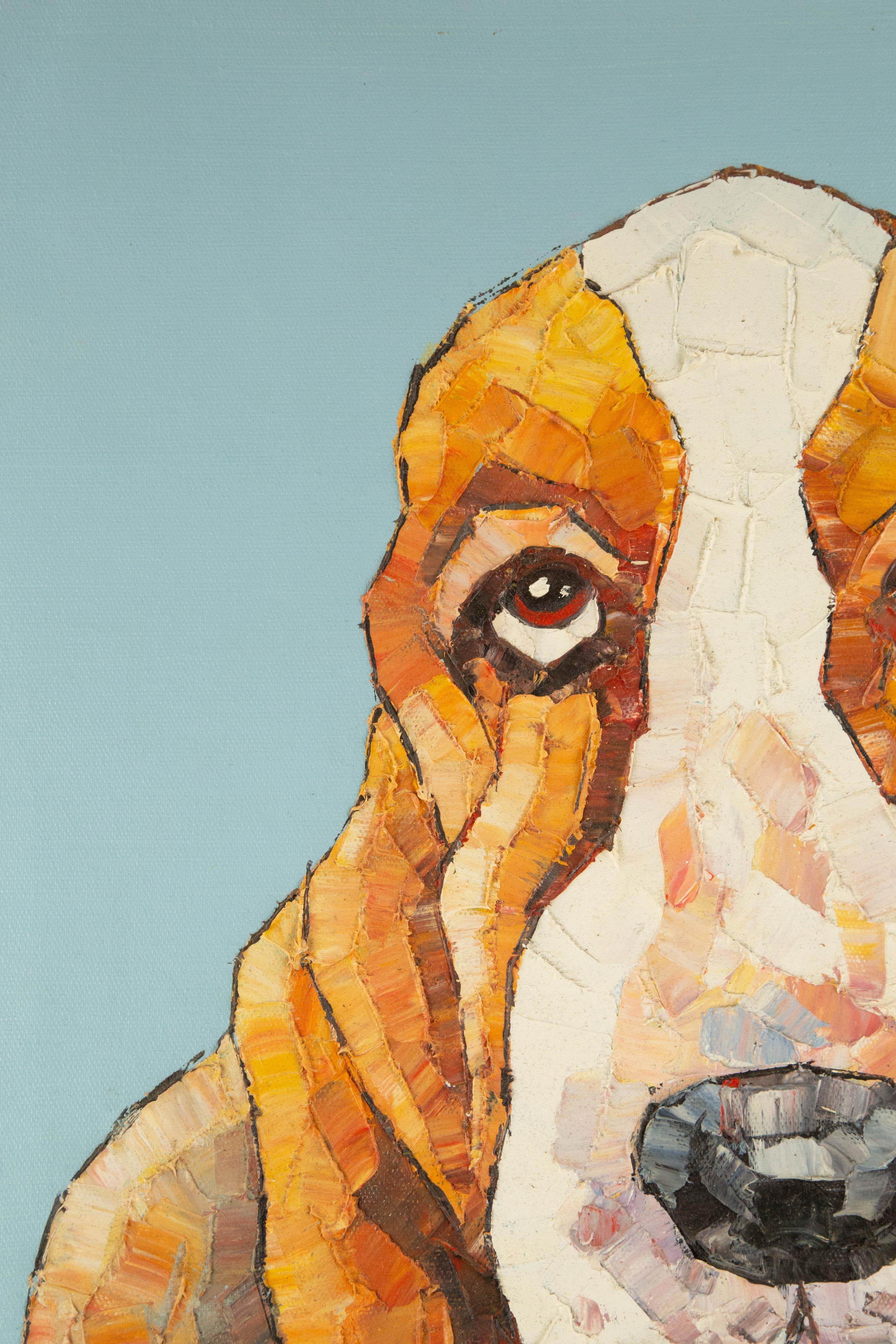 CanBin Liang Tier Original Ölgemälde auf Leinwand „Basset Hound“ im Angebot 1