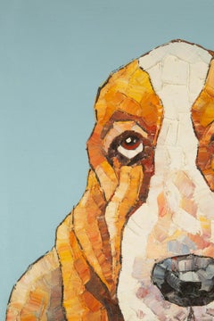 CanBin Liang Animal Original Oil On Canvas "Basset Hound"