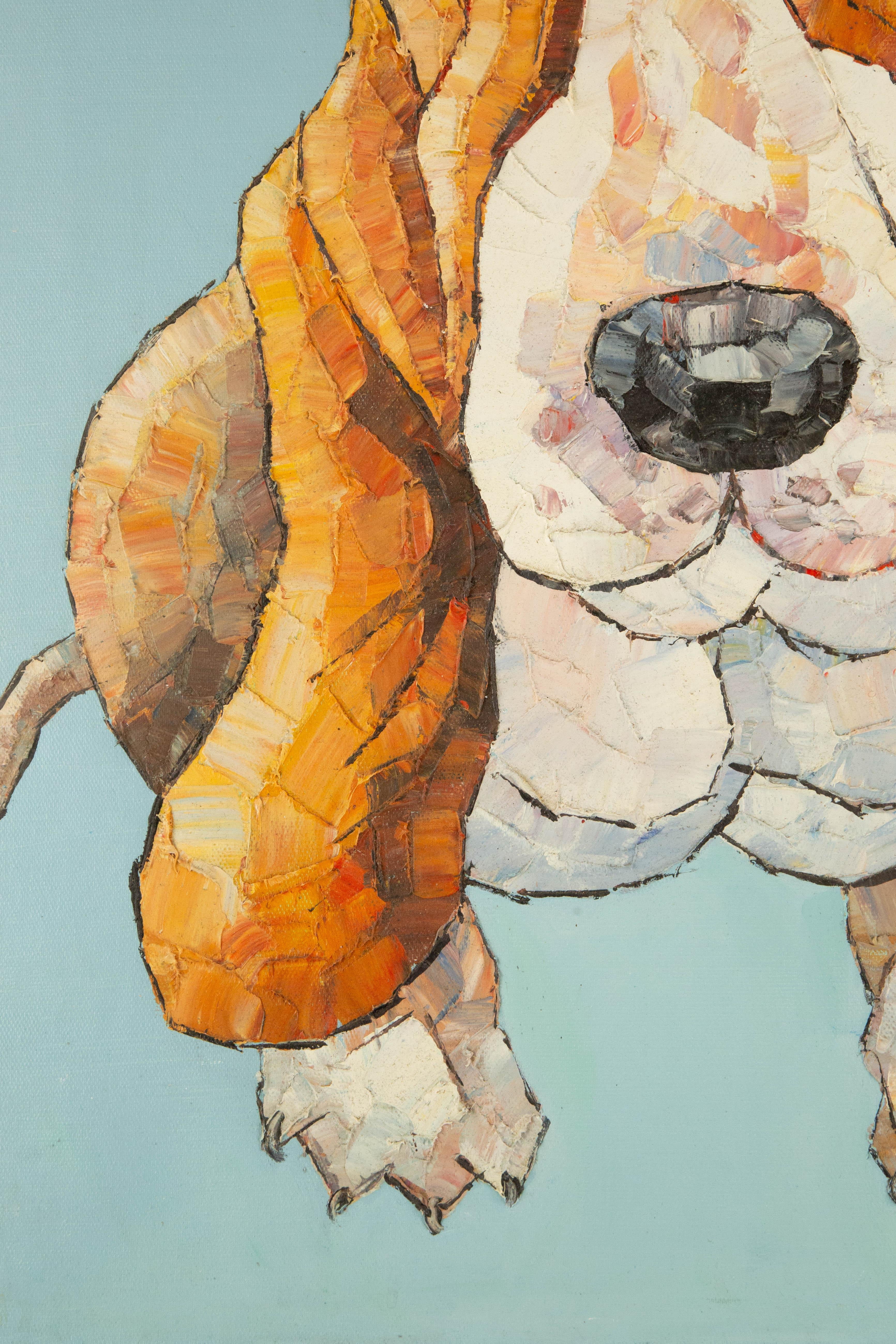 CanBin Liang Tier Original Ölgemälde auf Leinwand „Basset Hound“ im Angebot 2