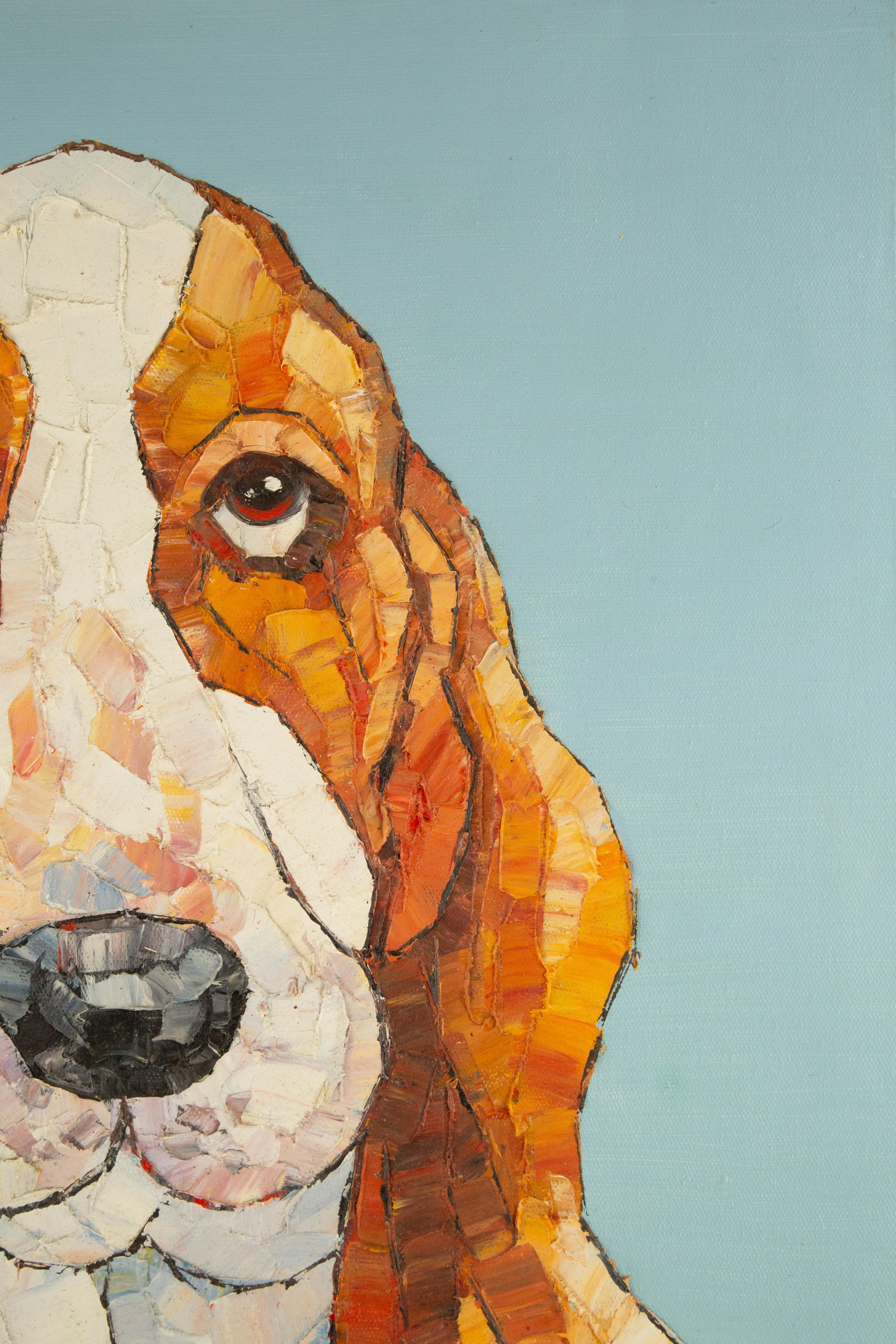 CanBin Liang Tier Original Ölgemälde auf Leinwand „Basset Hound“ im Angebot 3