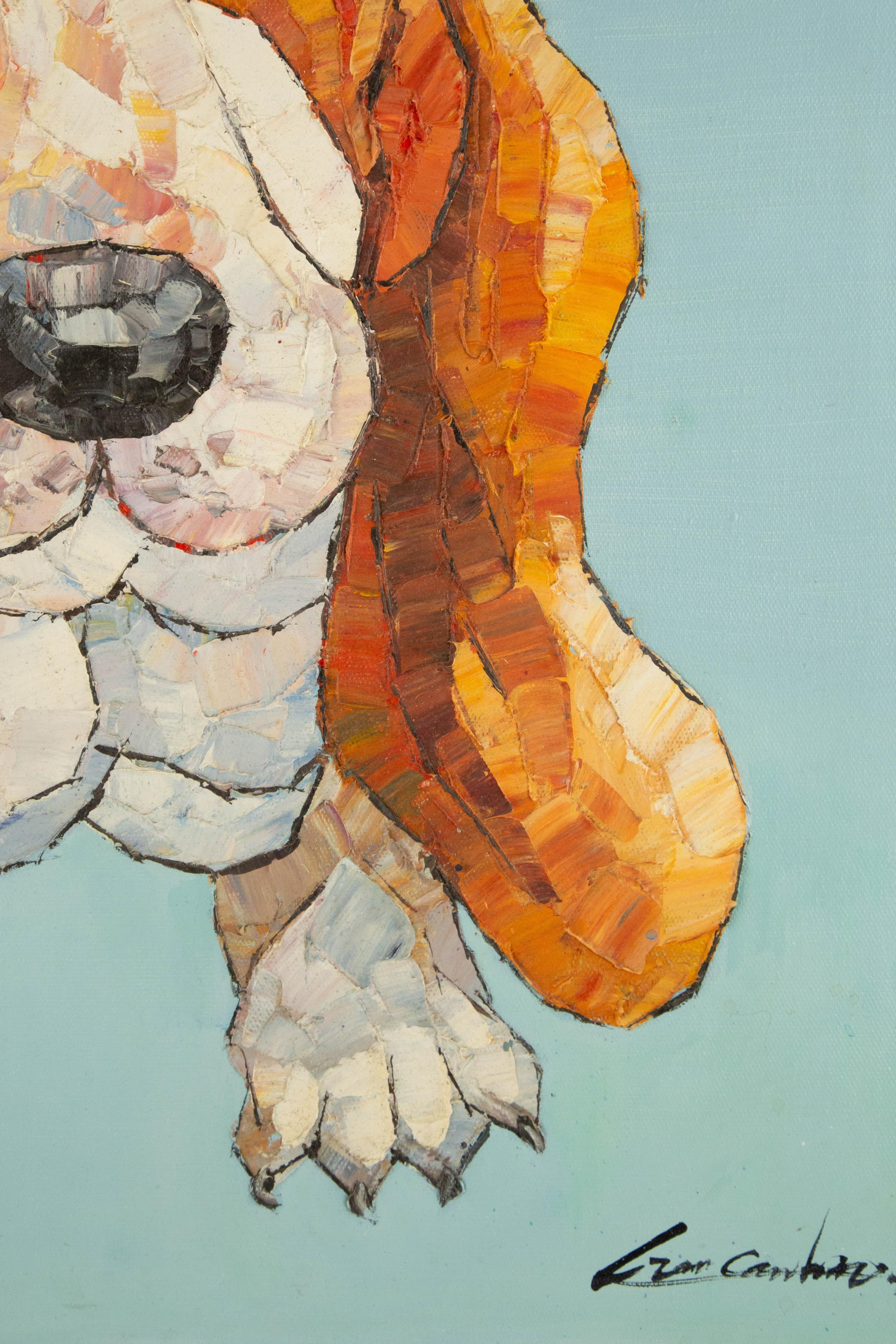 CanBin Liang Tier Original Ölgemälde auf Leinwand „Basset Hound“ im Angebot 4
