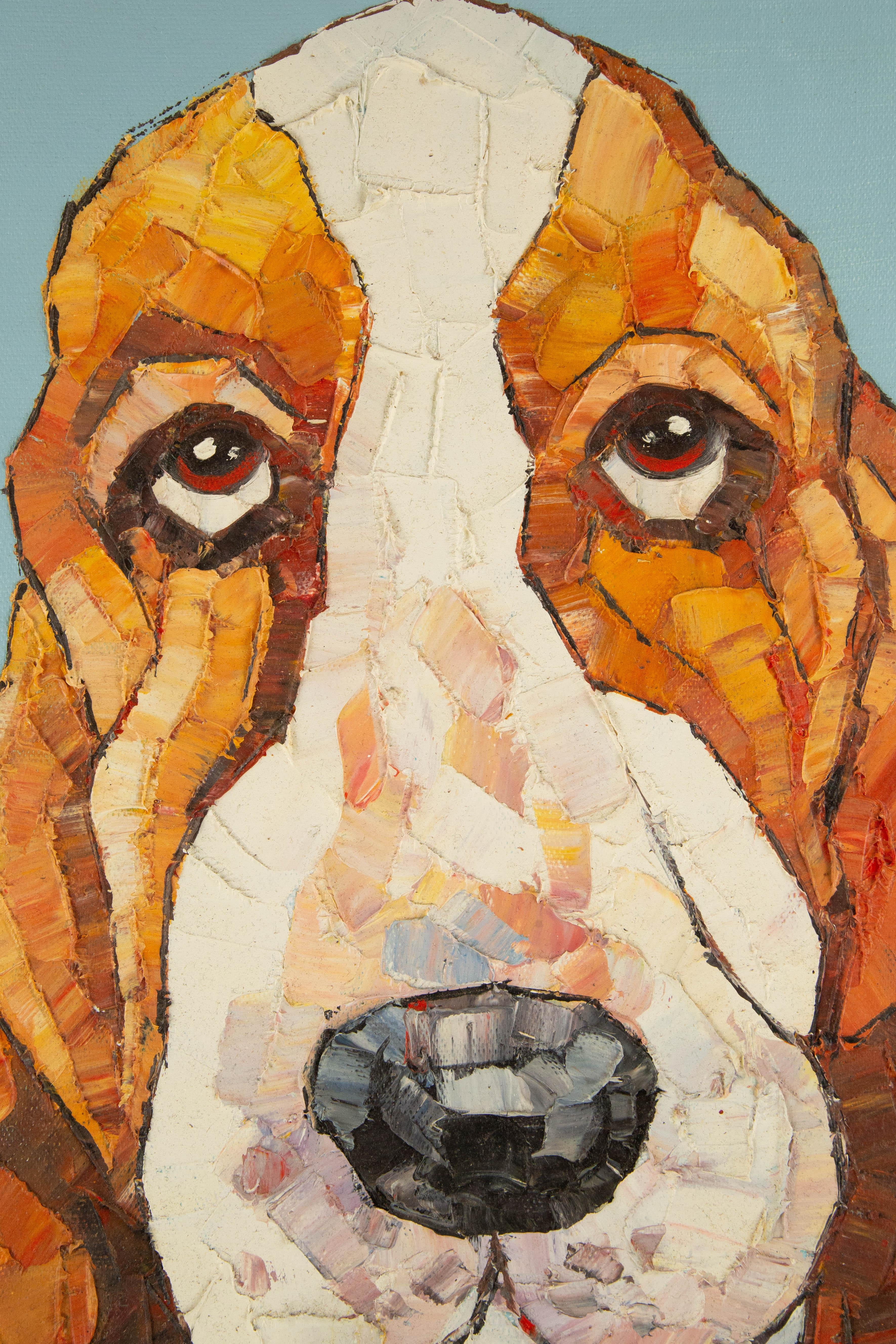CanBin Liang Tier Original Ölgemälde auf Leinwand „Basset Hound“ im Angebot 5