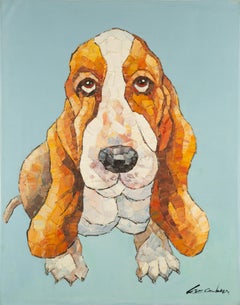 CanBin Liang Animal Original Oil On Canvas "Basset Hound"