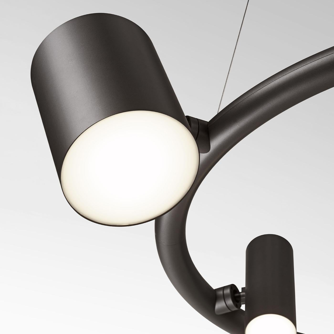 Italiano Lampadario rotondo in metallo nero CanCan di Ghidini 1961 in vendita
