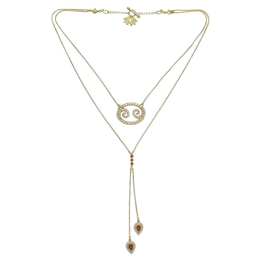 Twin Elegance Cancer 3-in-1 Detachable Zodiac Necklace For Sale