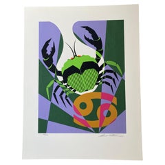 Cancro 6/21 - 7/22 Vintage Cubist Zodiac Modern Art Orig Silkscreen S.N.S.A. Rare