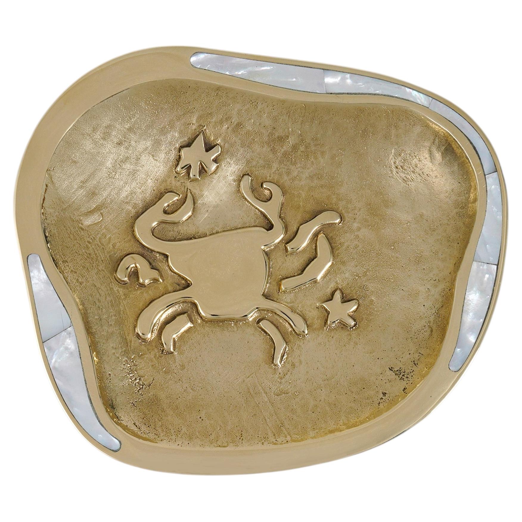 Decorative Brass Trinket Tray, Cancer with Semi Precious, Viya by Vikram Goyal