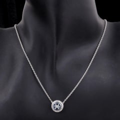Cancer Zodiac Cameo SI/H Diamond Halo Pendant Necklace 14 Karat White Gold