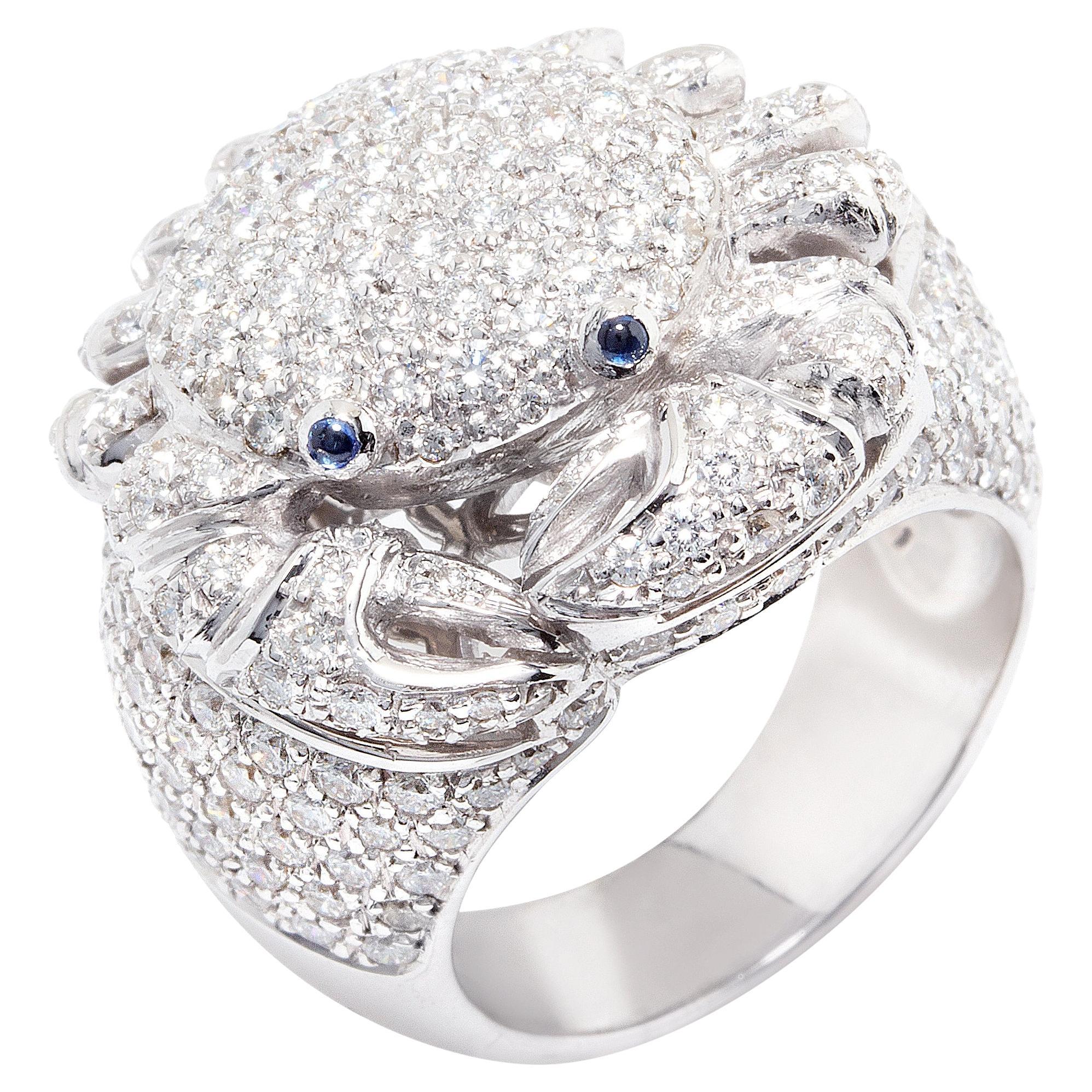 Cancer Zodiac Cocktail Ring with Diamonds Design by Ella Gafter