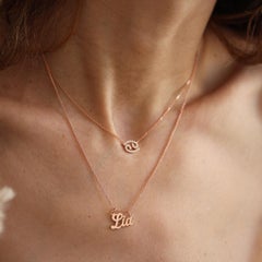 Cancer Zodiac Diamond Necklace, 14k Rose Gold, Ready to Ship!