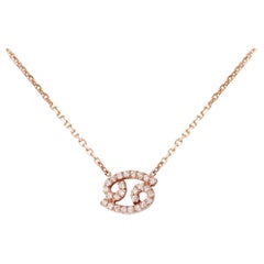 Cancer Zodiac Diamond Necklace, 14k Rose Gold, Ready to Ship!