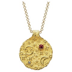 Cancer Zodiac Pendant – 14K Solid Gold  Astrology Necklace  Oltremare Gioielli