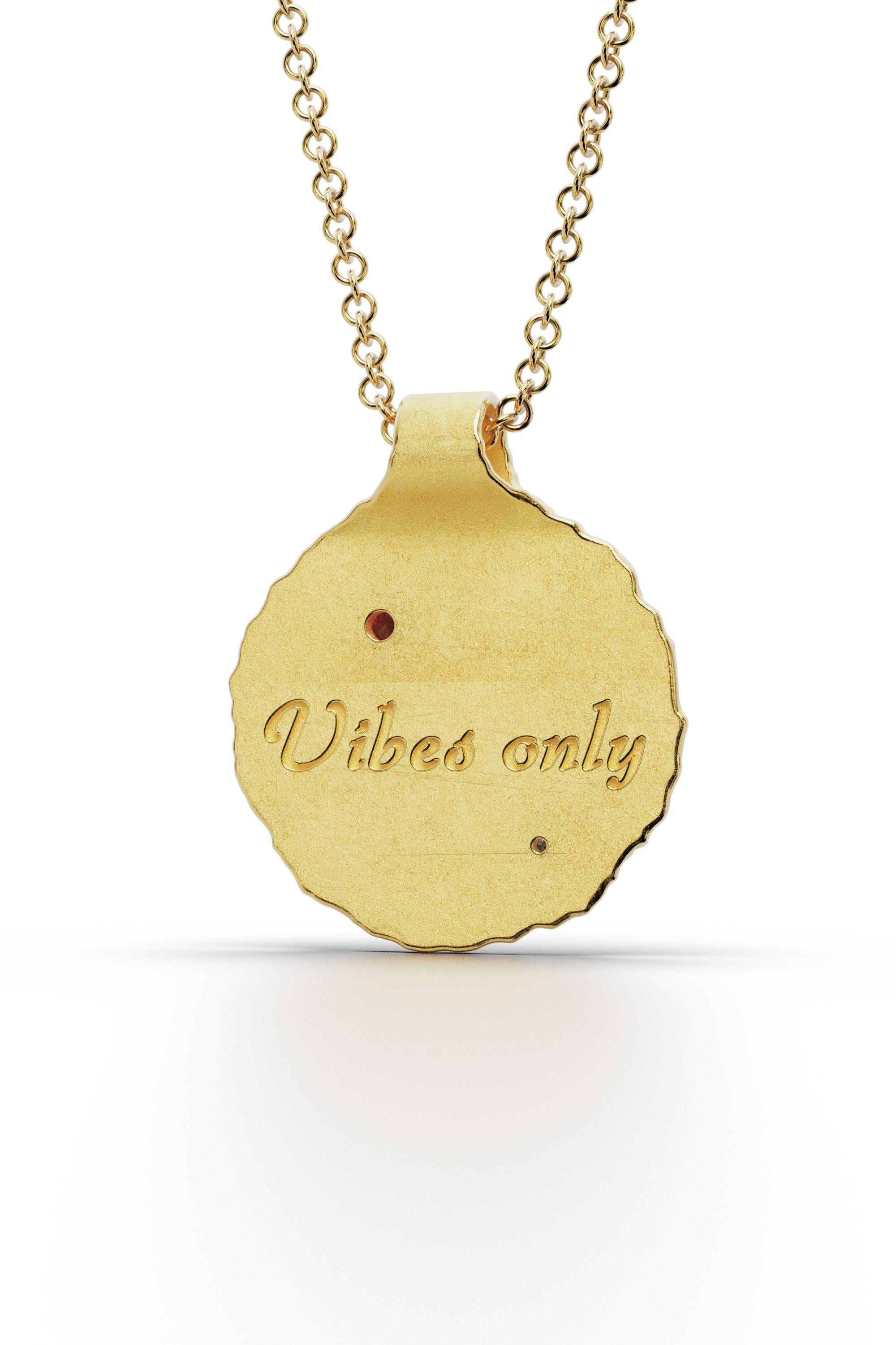 Cancer Zodiac Pendant – 14K Solid Gold  Astrology Necklace  Oltremare Gioielli For Sale 1