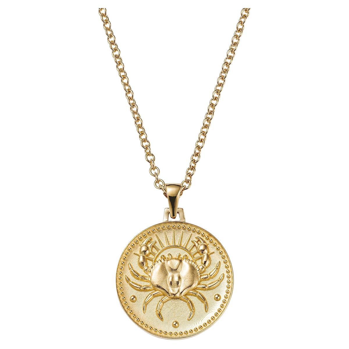 Cancer Zodiac Pendant Necklace 18kt Fairmined Ecological Gold For Sale
